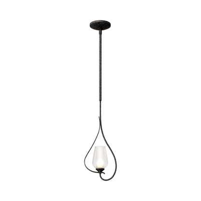 Flora Up Light Mini Pendant Light in Natural Iron (Opal and Seeded Glass).