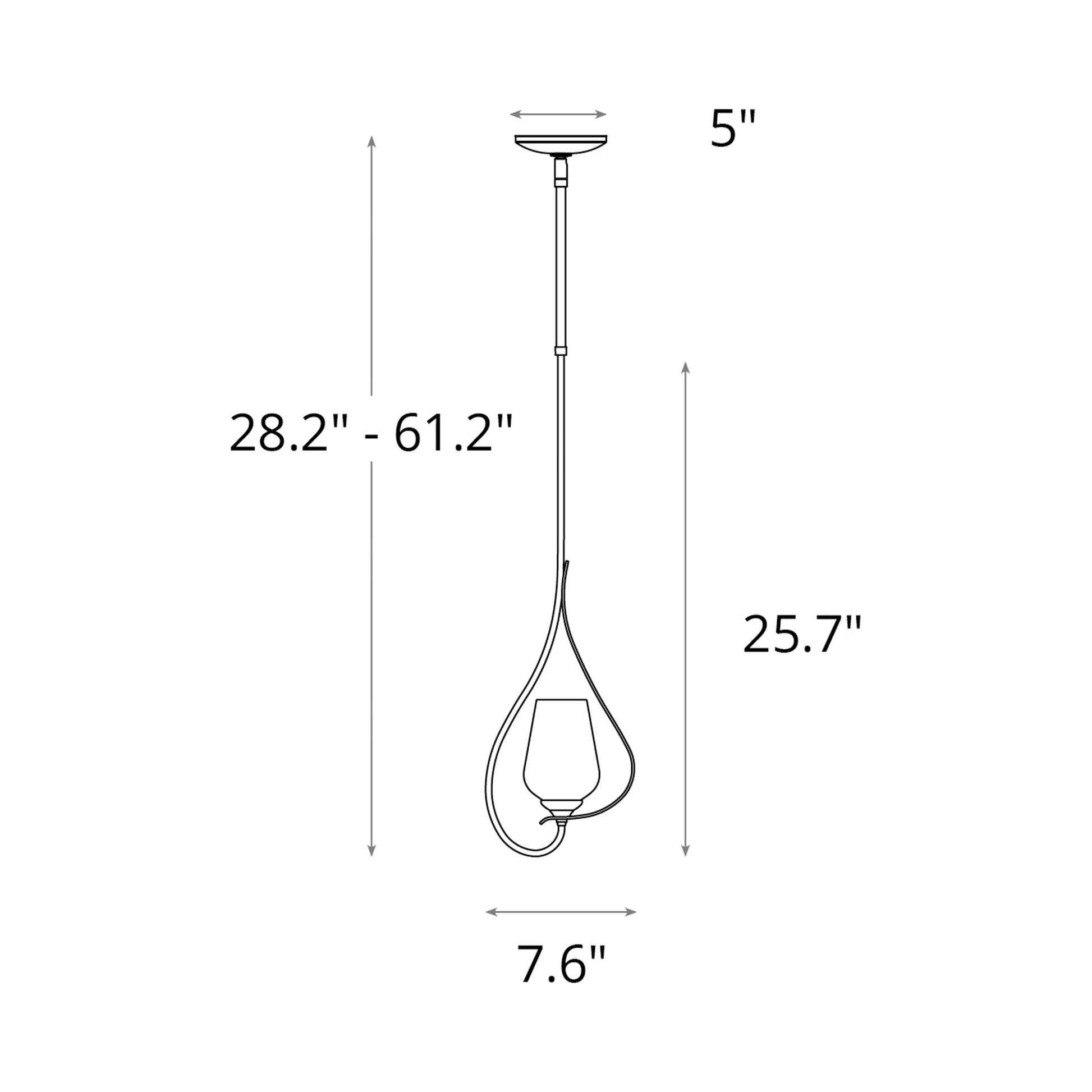 Flora Up Light Mini Pendant Light - line drawing.