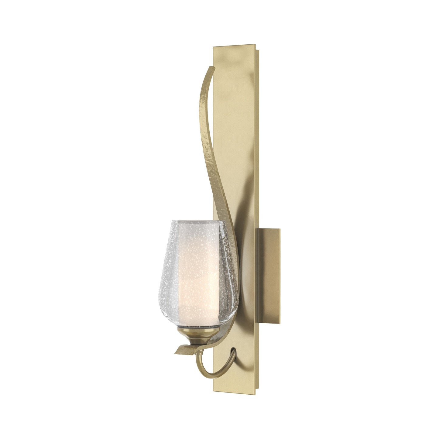 Flora Wall Light in Modern Brass (Opal and Seeded Glass).