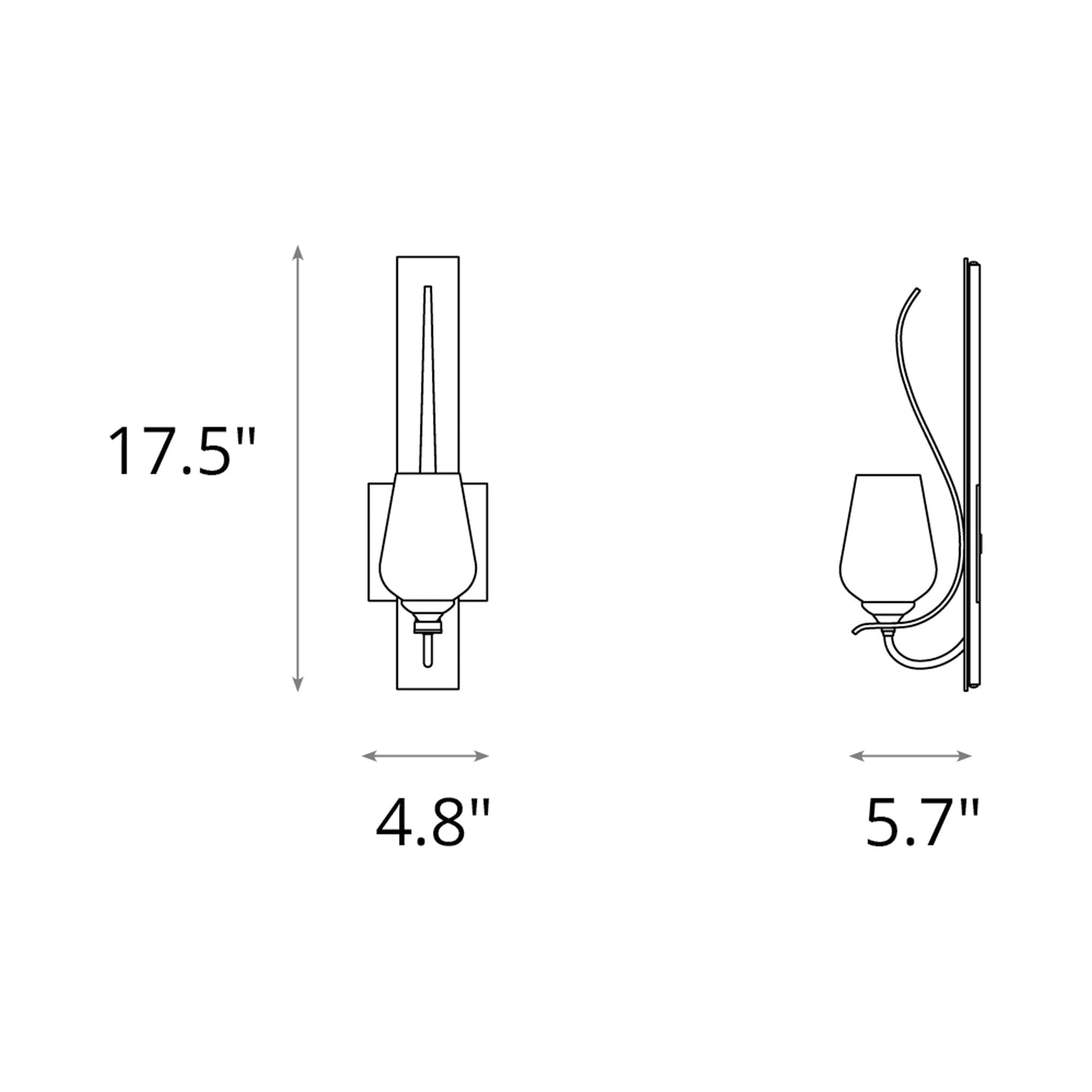 Flora Wall Light - line drawing.