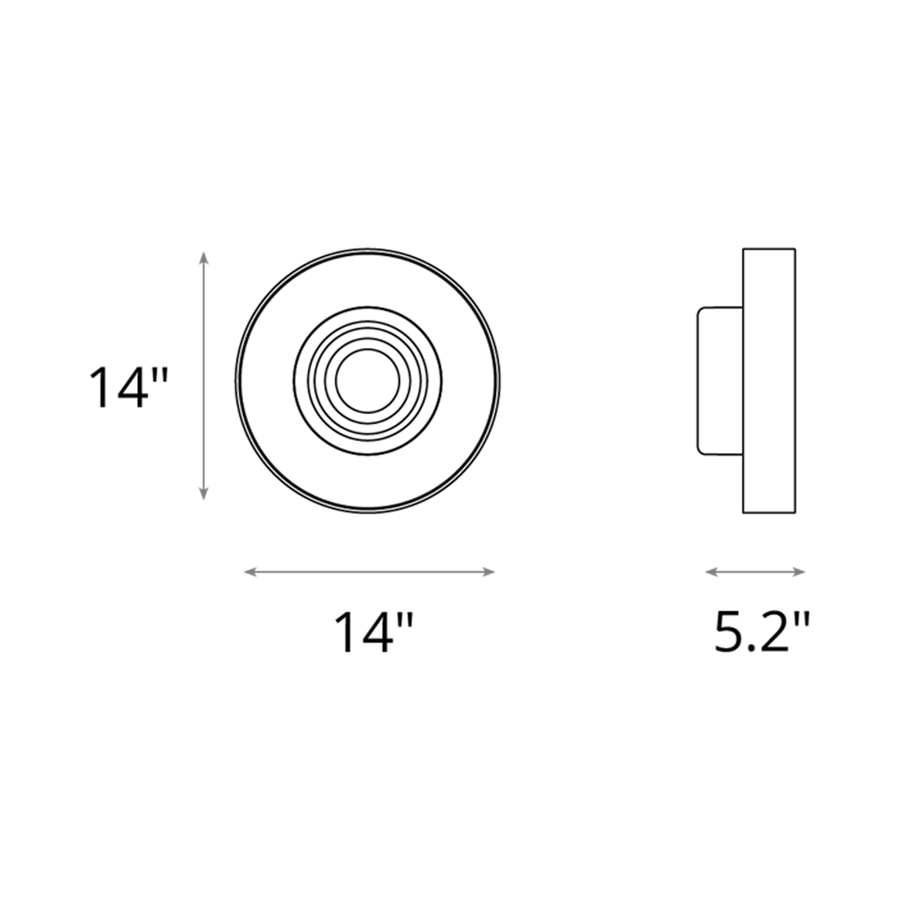 Focal Large LED Ceiling / Wall Light - line drawing.