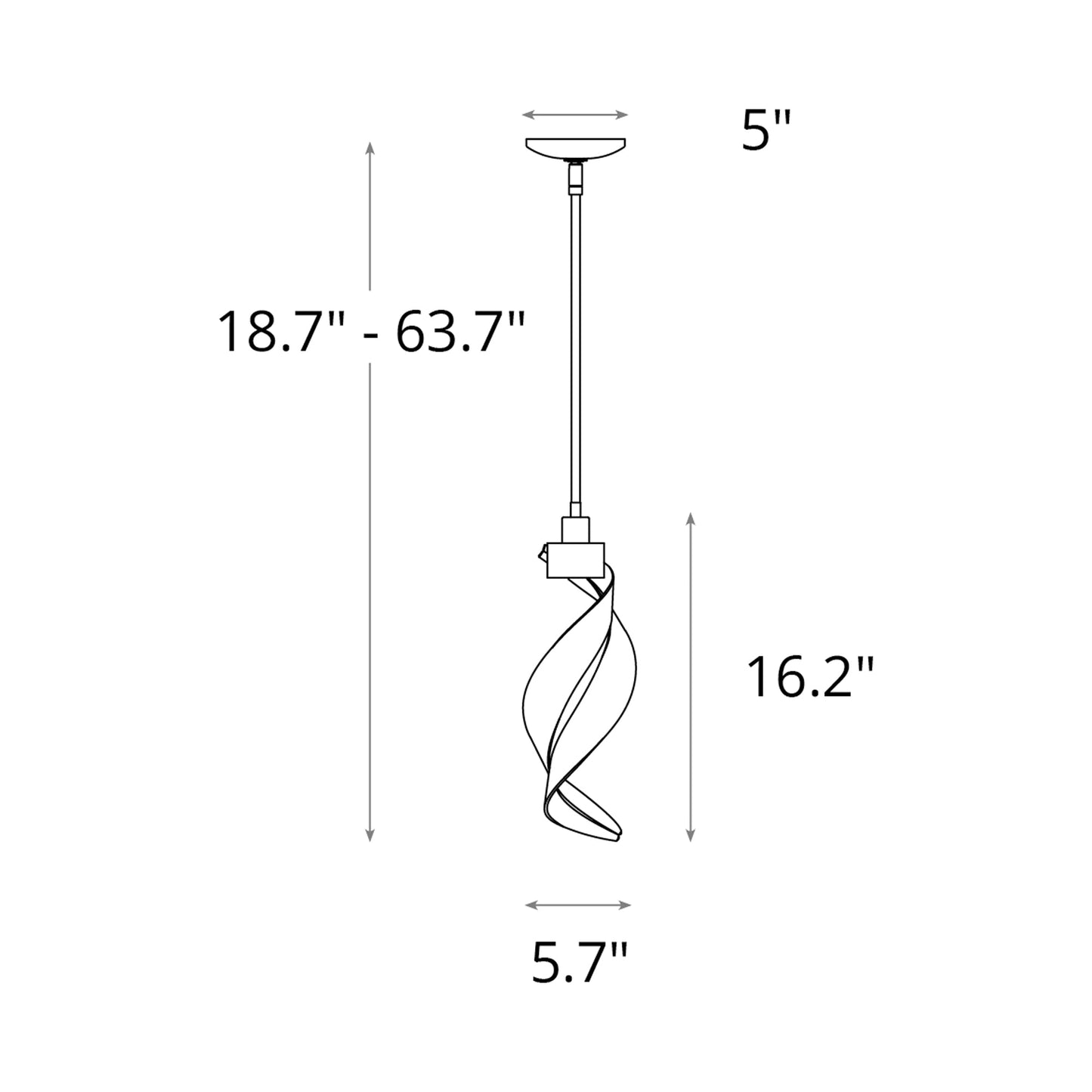 Folio Pendant Light - line drawing.