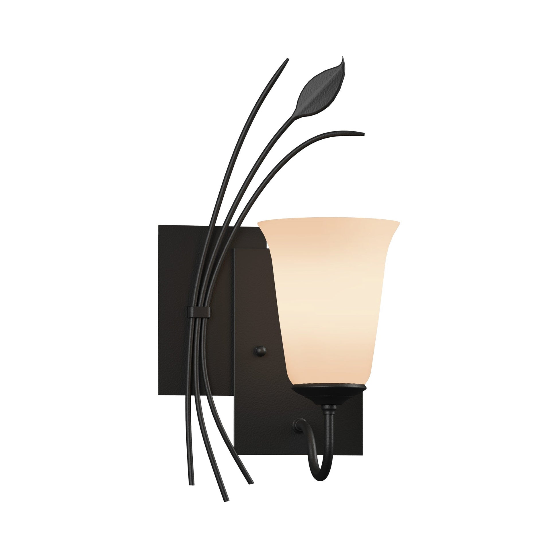 Forged Leaf Bath Wall Light in Black (Left).