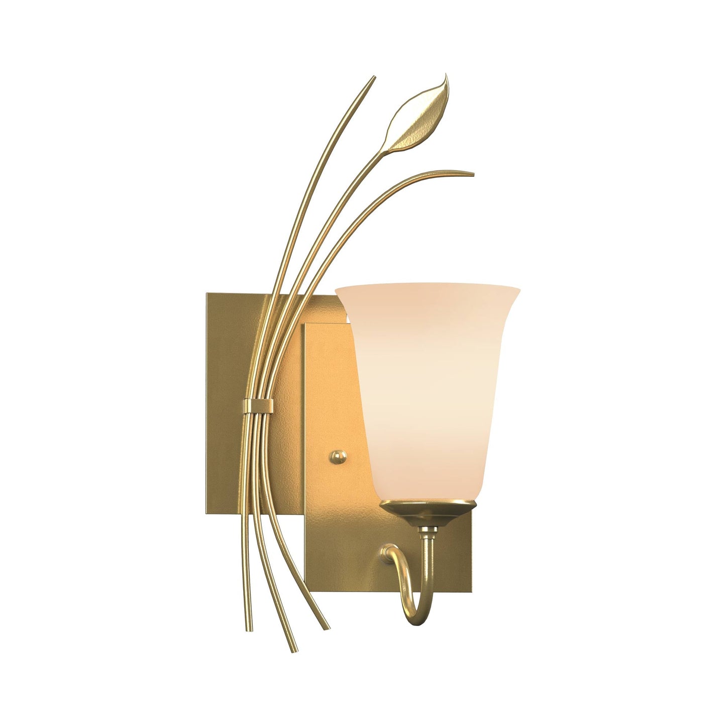 Forged Leaf Bath Wall Light in Modern Brass (Left).
