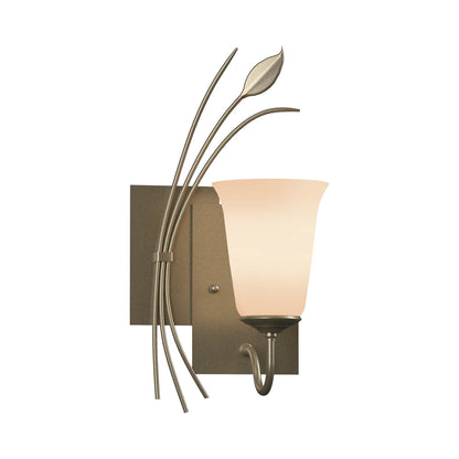 Forged Leaf Bath Wall Light in Soft Gold (Left).