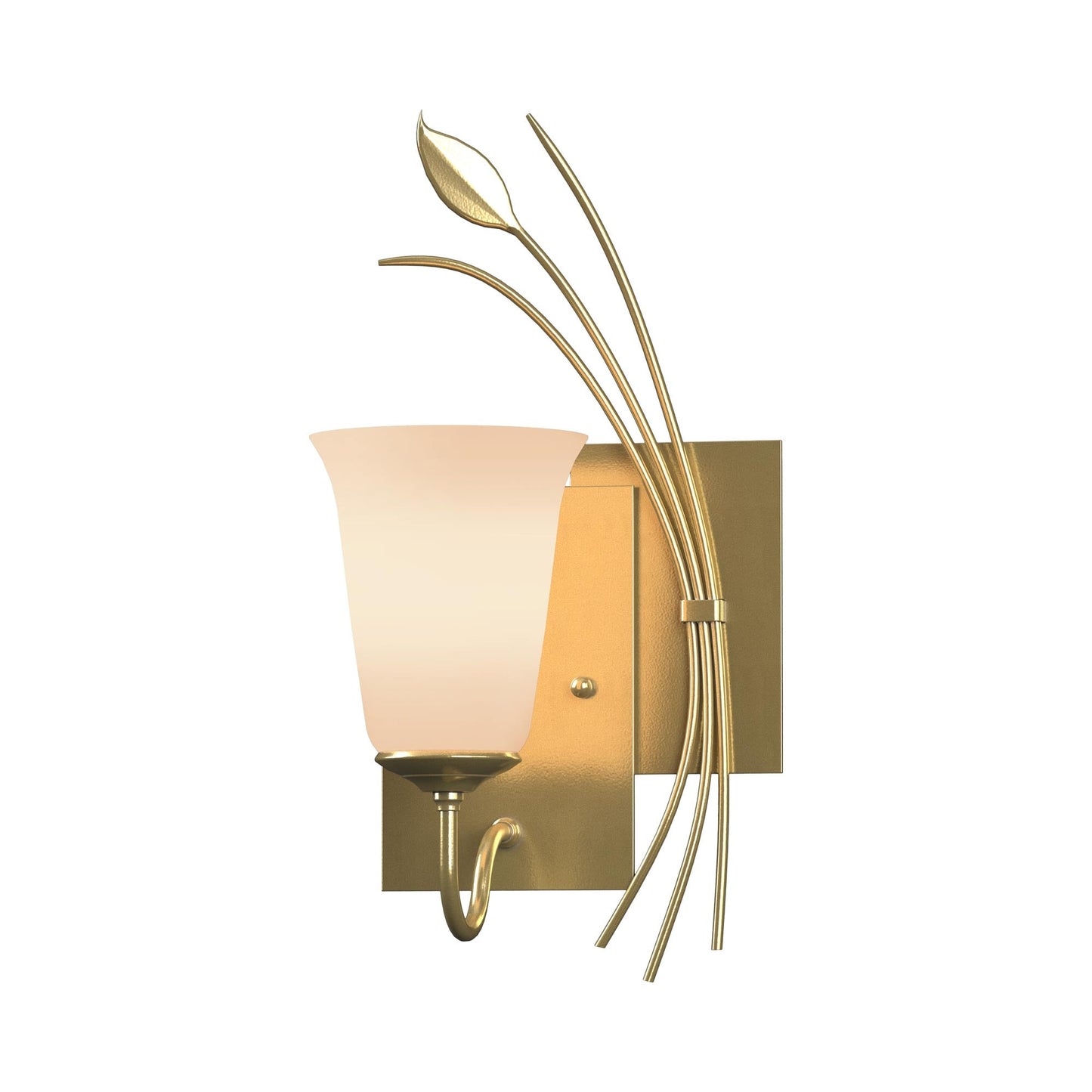Forged Leaf Bath Wall Light in Modern Brass (Right).