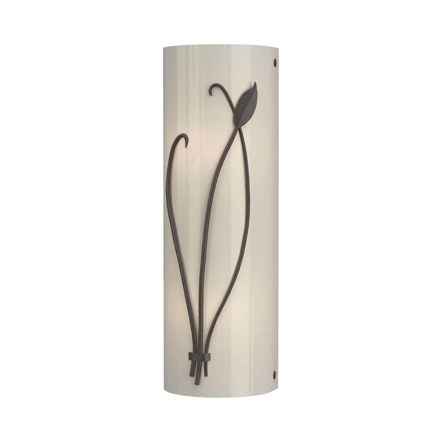 Forged Leaf Stem Bath Wall Light in Dark Smoke/Ivory Art Glass (Left).