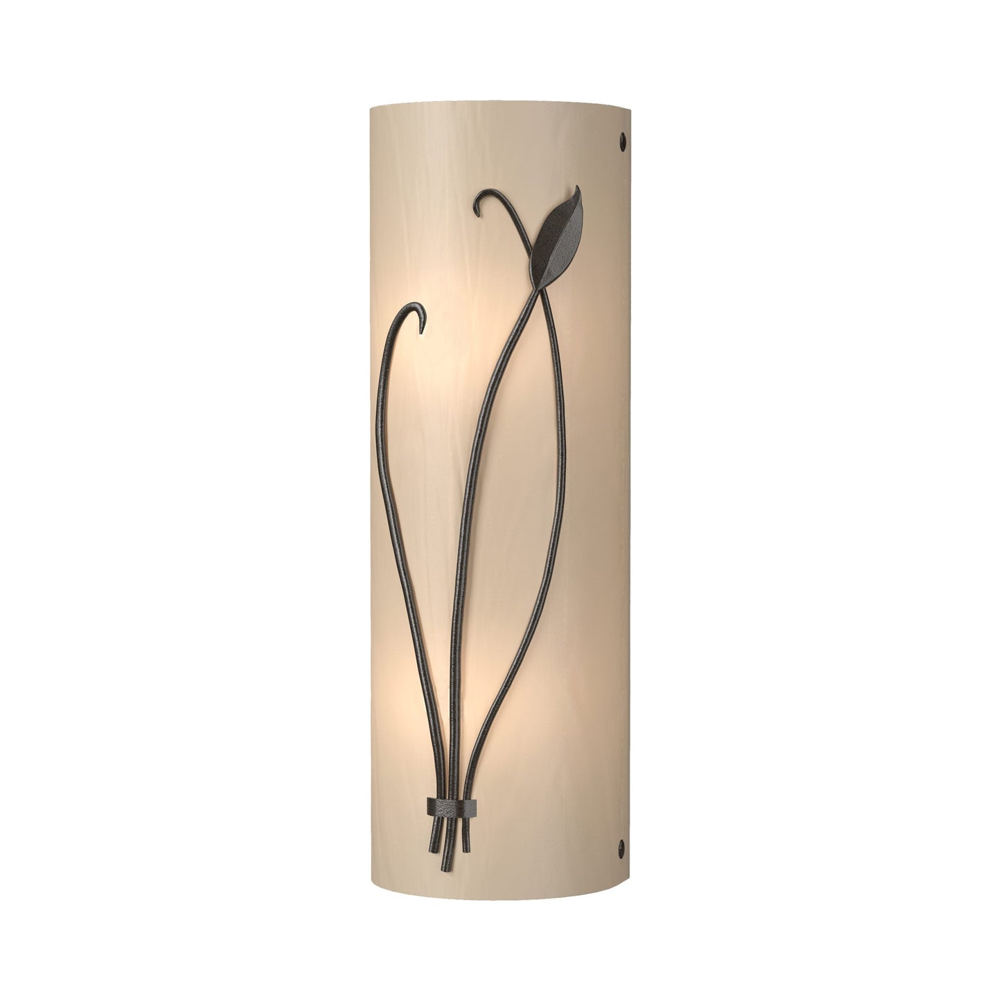 Forged Leaf Stem Bath Wall Light in Oil Rubbed Bronze/White Art Glass (Left).