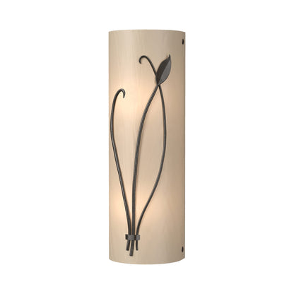 Forged Leaf Stem Bath Wall Light in Oil Rubbed Bronze/White Art Glass (Left).