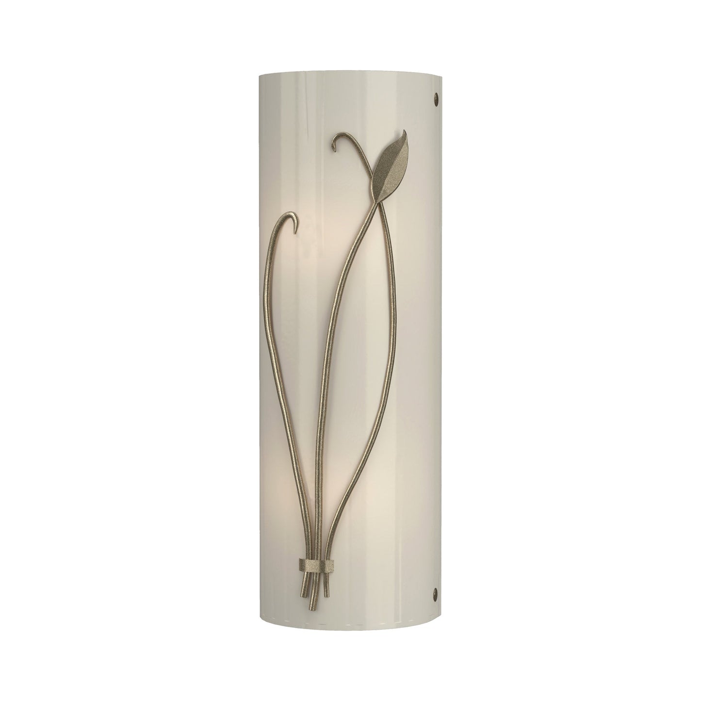 Forged Leaf Stem Bath Wall Light in Soft Gold/Ivory Art Glass (Left).