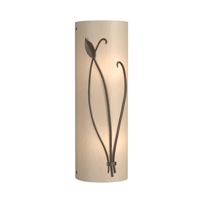 Forged Leaf Stem Bath Wall Light in Bronze/White Art Glass (Right).