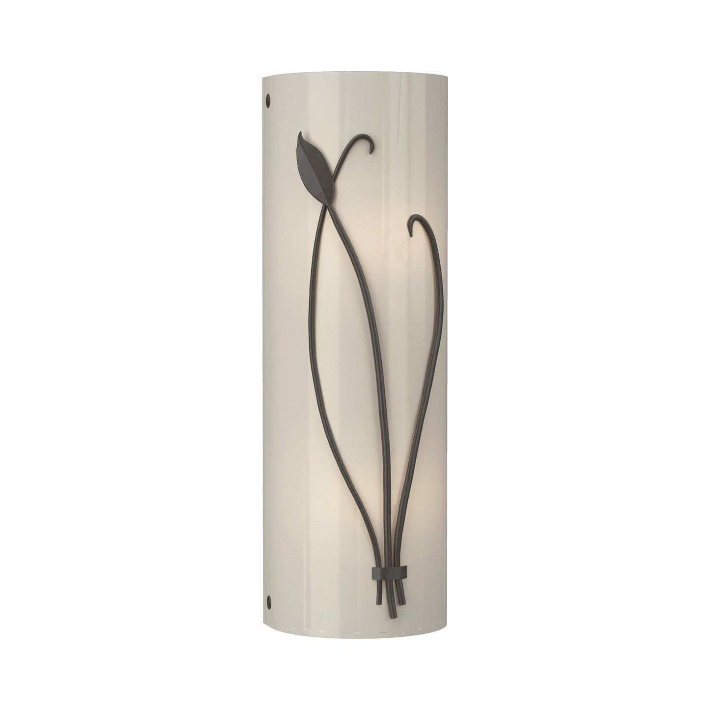 Forged Leaf Stem Bath Wall Light in Dark Smoke/Ivory Art Glass (Right).