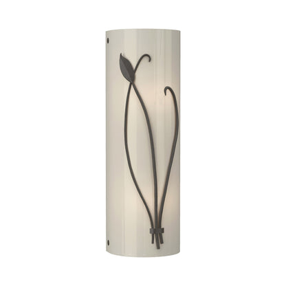 Forged Leaf Stem Bath Wall Light in Dark Smoke/Ivory Art Glass (Right).
