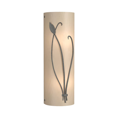 Forged Leaf Stem Bath Wall Light in Natural Iron/White Art Glass (Right).