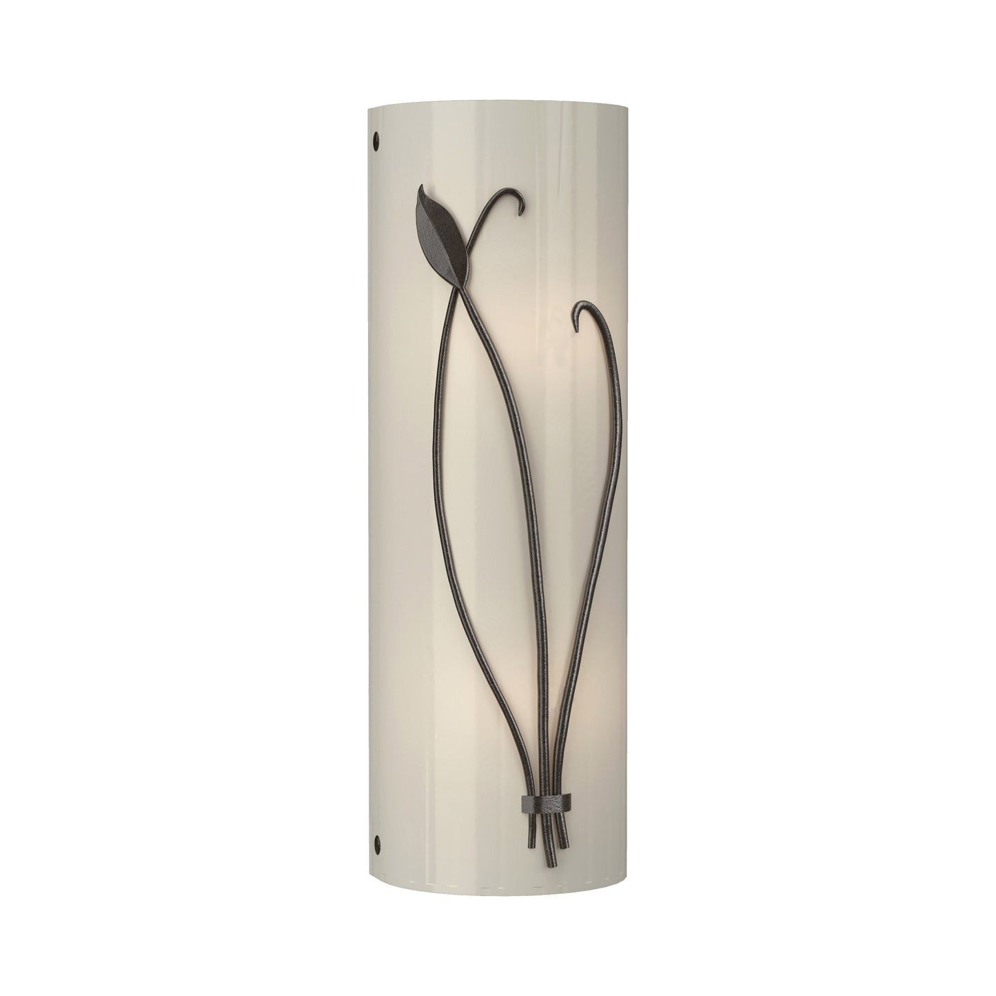 Forged Leaf Stem Bath Wall Light in Oil Rubbed Bronze/Ivory Art Glass (Right).