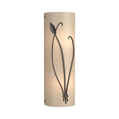 Forged Leaf Stem Bath Wall Light in Oil Rubbed Bronze/White Art Glass (Right).