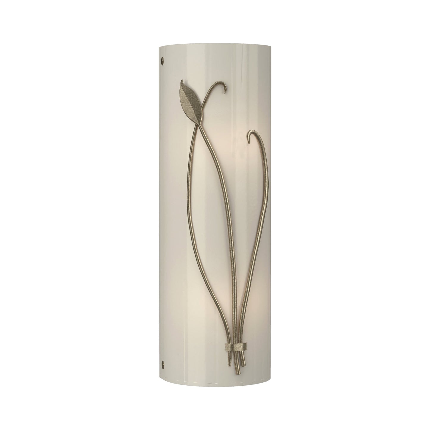 Forged Leaf Stem Bath Wall Light in Soft Gold/Ivory Art Glass (Right).