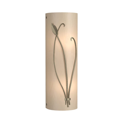 Forged Leaf Stem Bath Wall Light in Soft Gold/White Art Glass (Right).