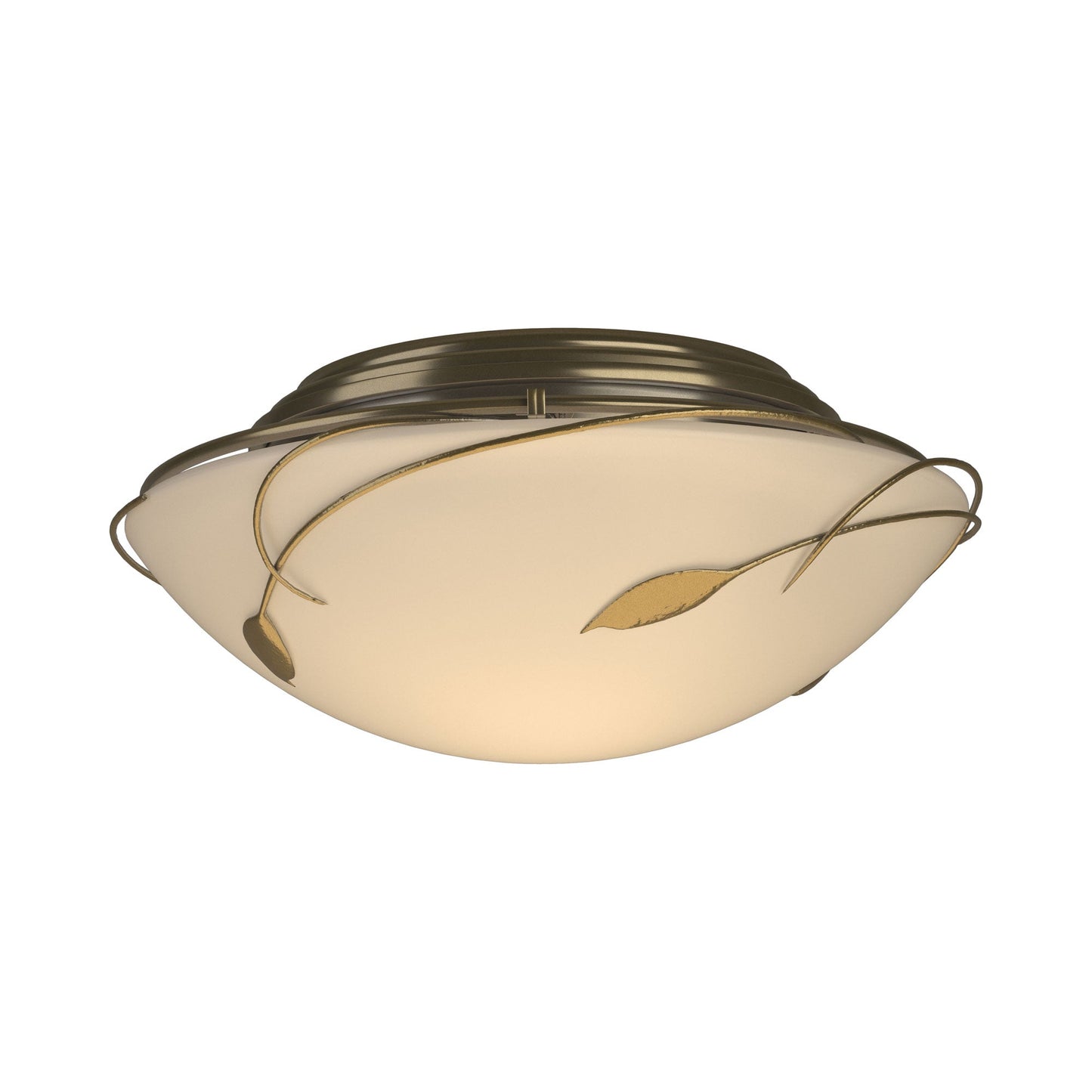 Forged Leaves Flush Mount Ceiling Light in Modern Brass.
