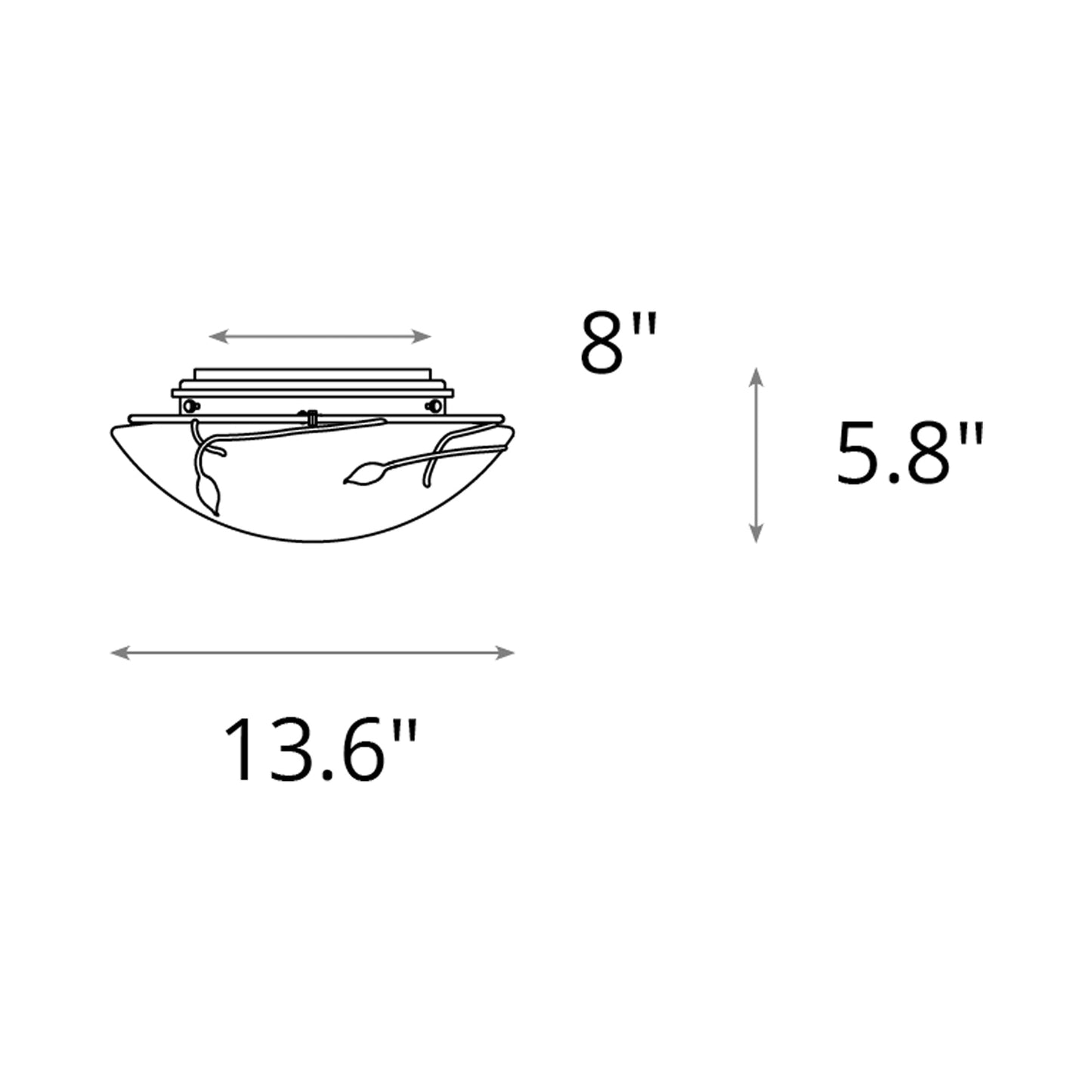 Forged Leaves Flush Mount Ceiling Light - line drawing.