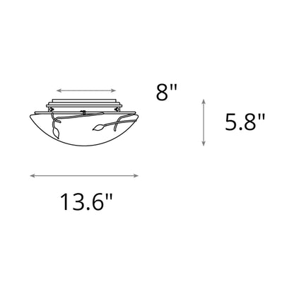 Forged Leaves Flush Mount Ceiling Light - line drawing.