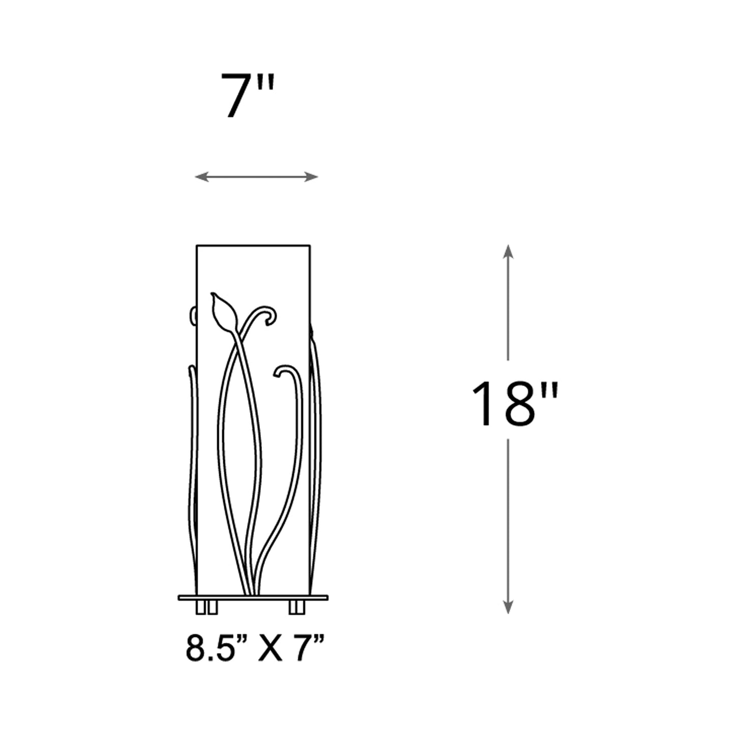 Forged Leaves Table Lamp - line drawing.