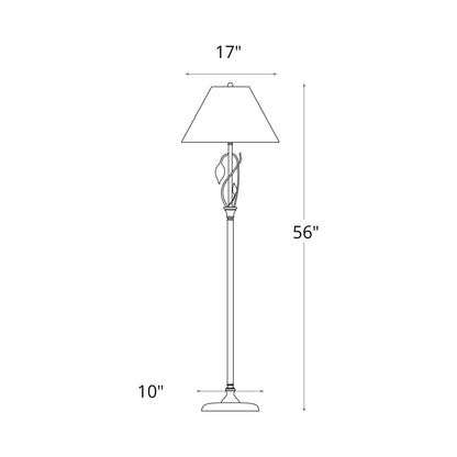 Forged Leaves Vase Floor Lamp - line drawing.