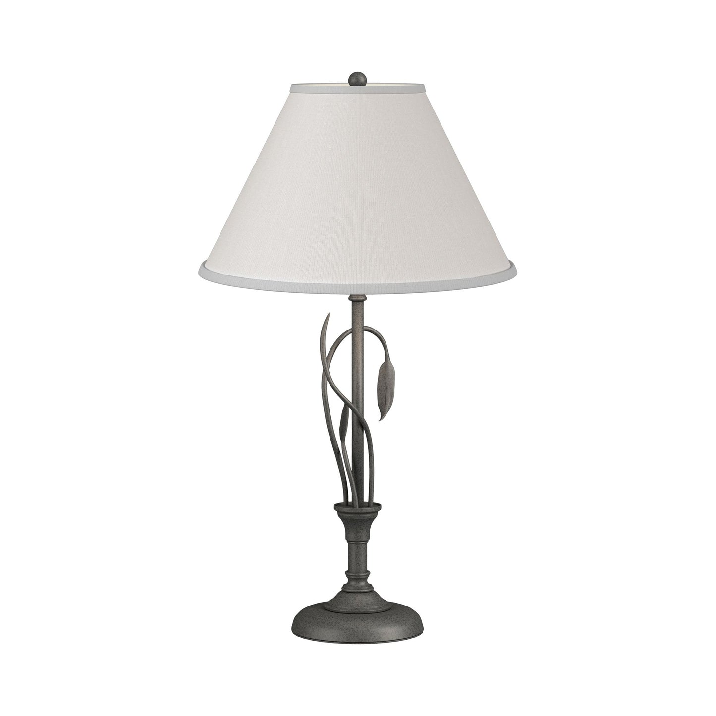 Forged Leaves Vase Table Lamp in Natural Iron.