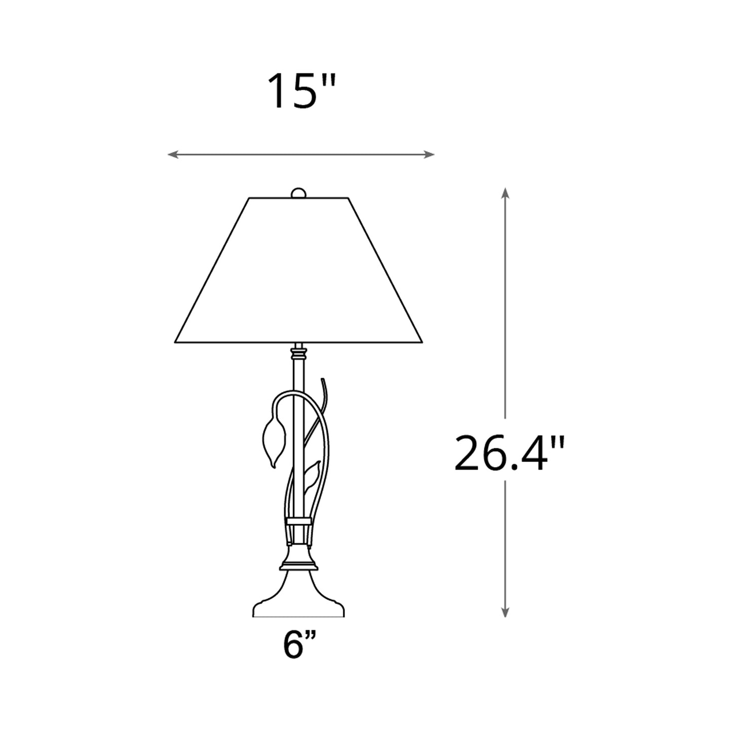 Forged Leaves Vase Table Lamp - line drawing.