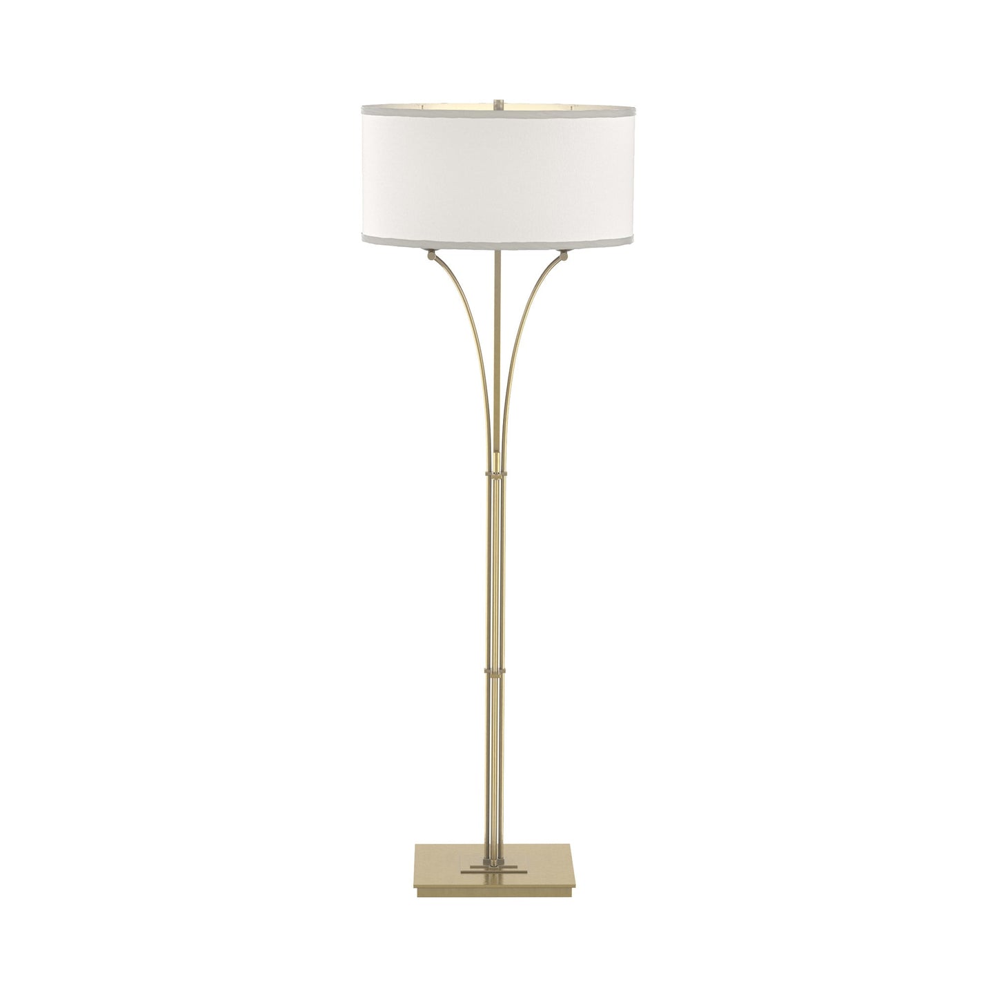 Formae Contemporary Floor Lamp in Modern Brass/Flax.