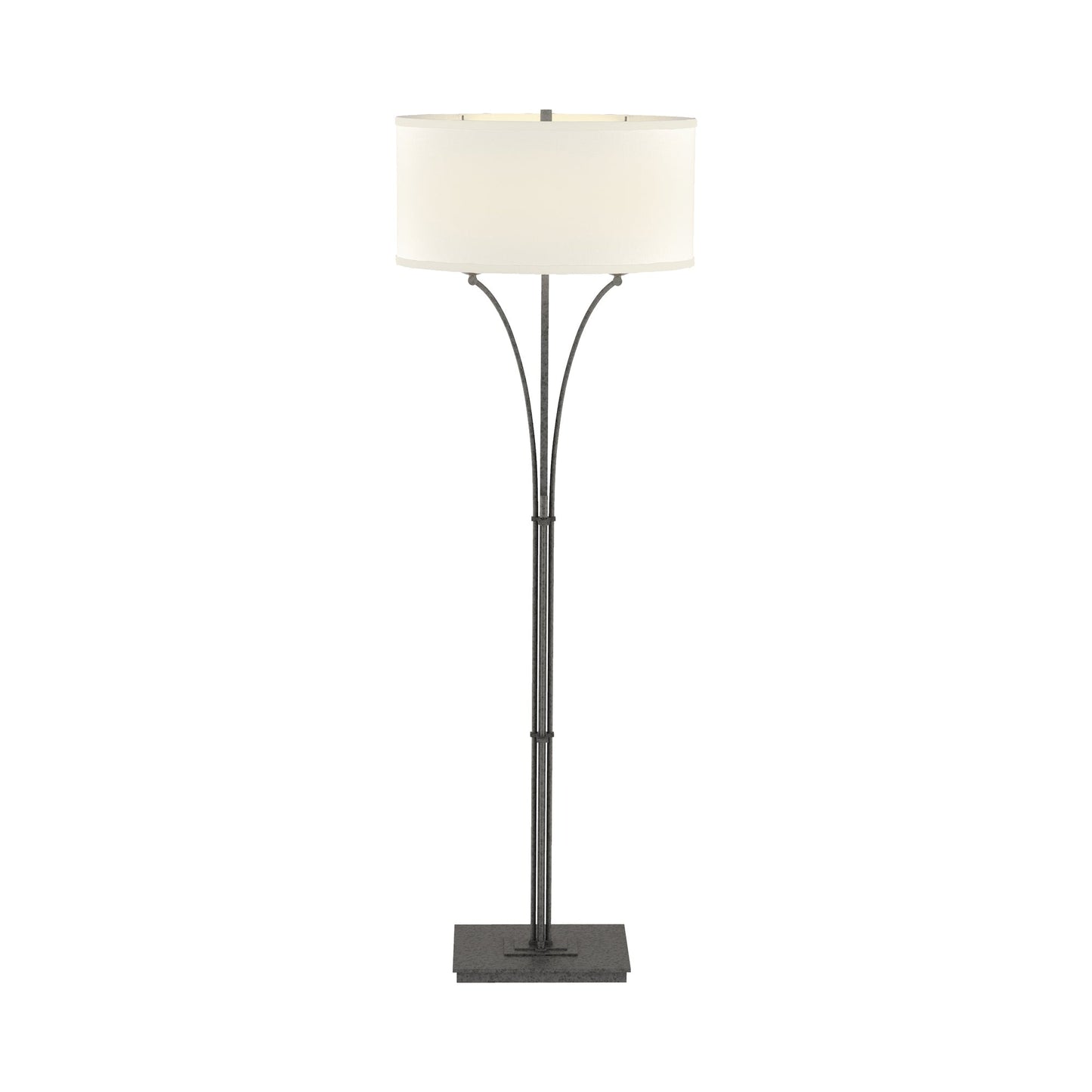 Formae Contemporary Floor Lamp in Natural Iron/Flax.