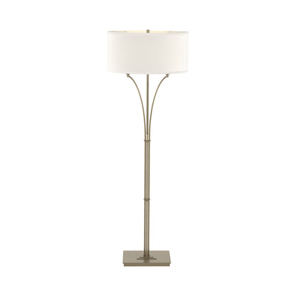 Formae Contemporary Floor Lamp in Soft Gold/Flax.