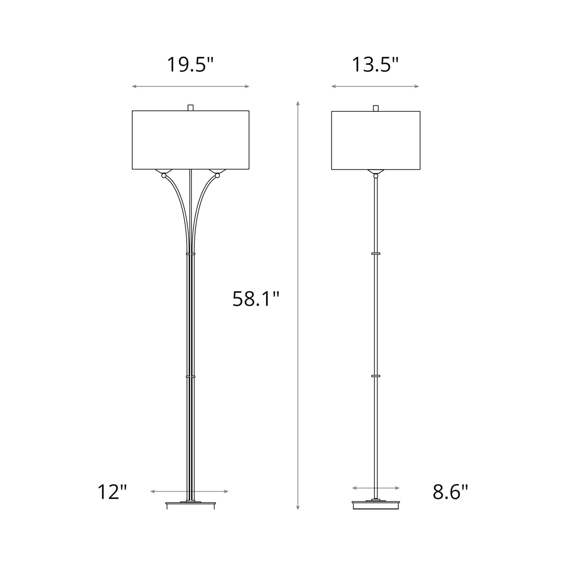 Formae Contemporary Floor Lamp - line drawing.