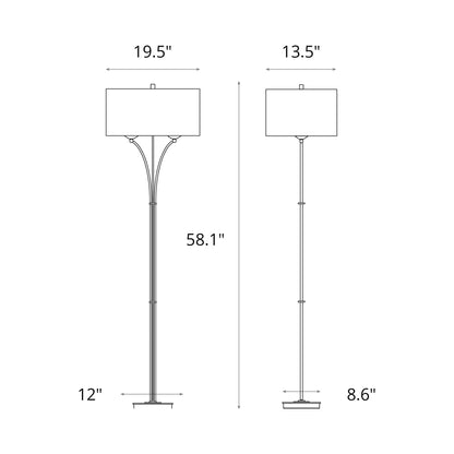 Formae Contemporary Floor Lamp - line drawing.
