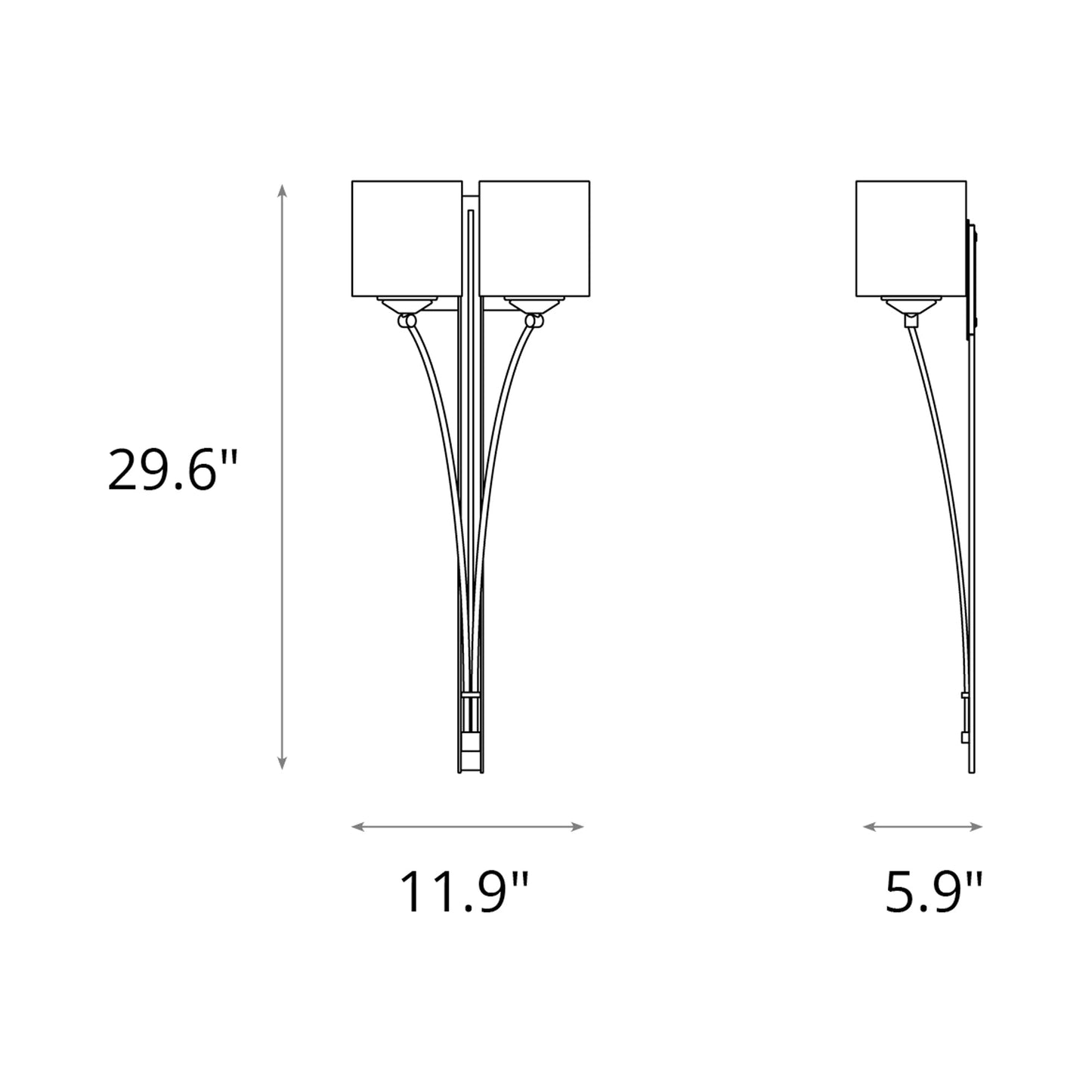 Formae Contemporary Wall Light - line drawing.