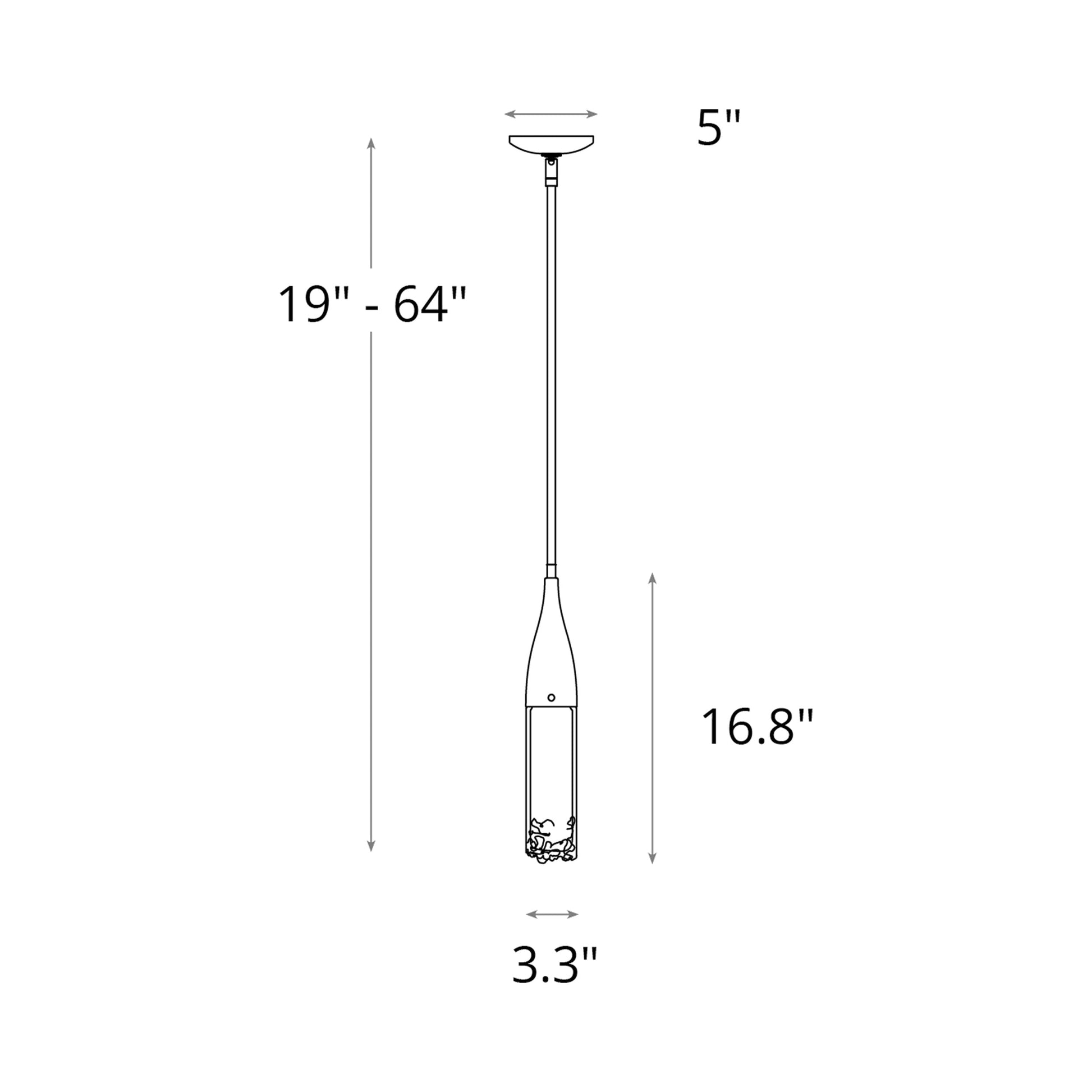 Fritz Glass Mini Pendant Light - line drawing.