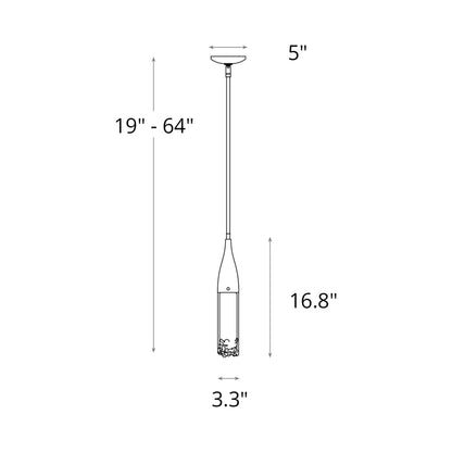 Fritz Glass Mini Pendant Light - line drawing.