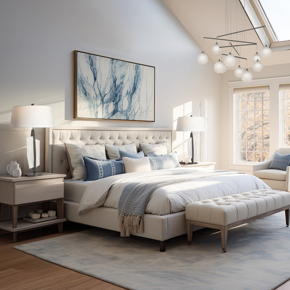 Fritz Globe Mobile Pendant Light in bedroom.