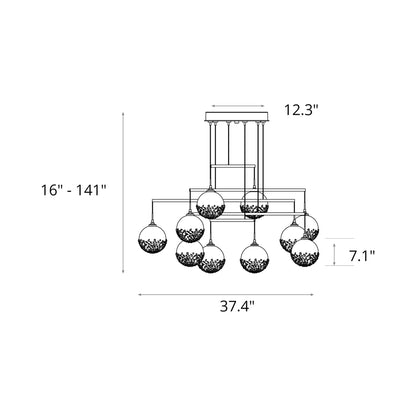 Fritz Globe Mobile Pendant Light - line drawing.