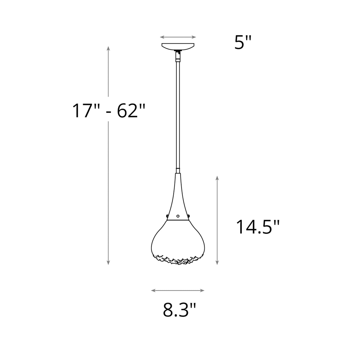 Fritz Single Pendant Light - line drawing.