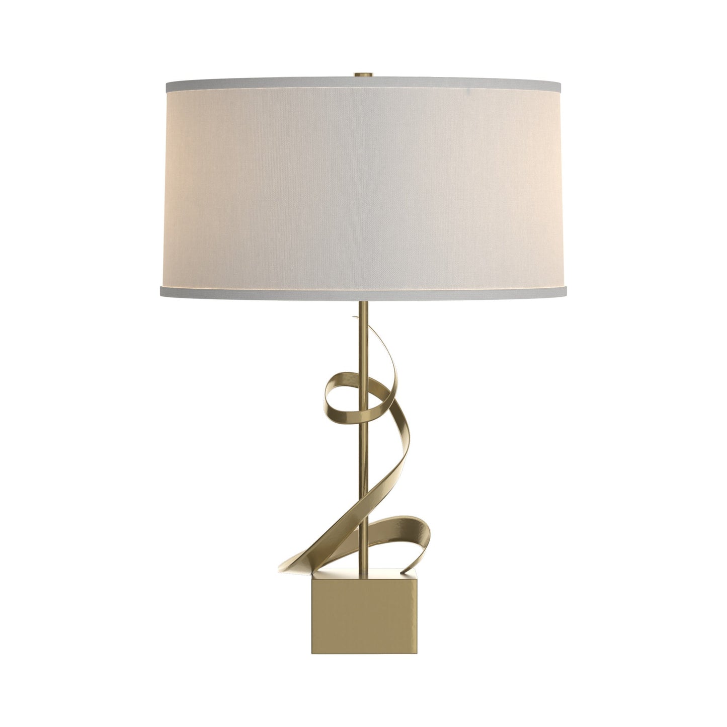 Gallery Spiral Table Lamp in Modern Brass/Natural Anna.