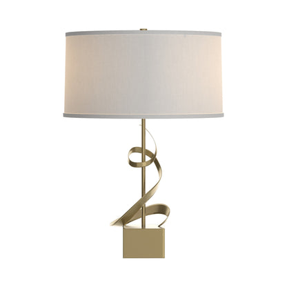 Gallery Spiral Table Lamp in Modern Brass/Natural Anna.