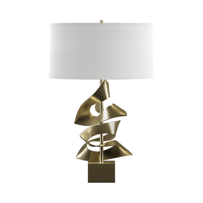 Gallery Twofold Table Lamp in Modern Brass/Natural Anna.