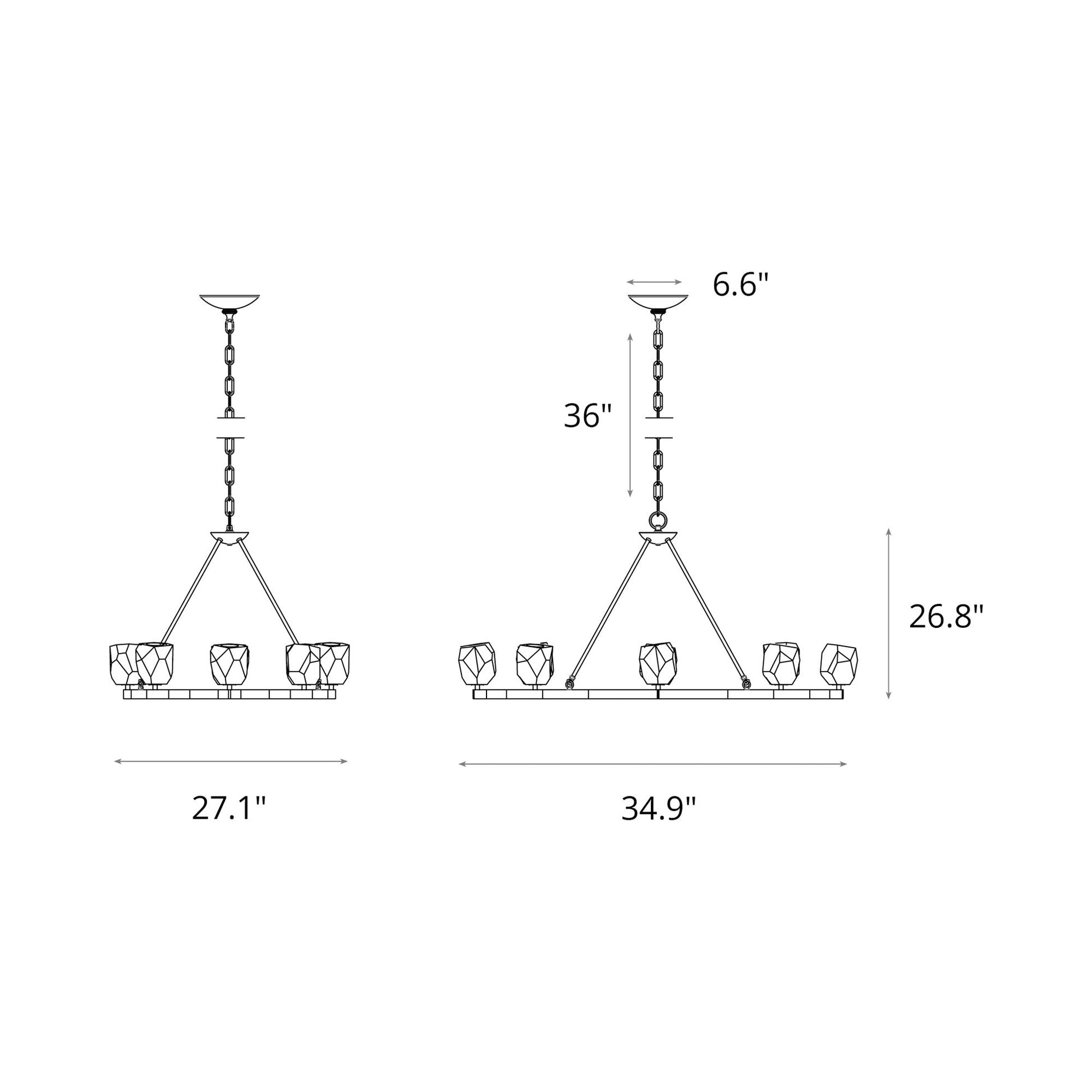 Gatsby Round Chandelier - line drawing.
