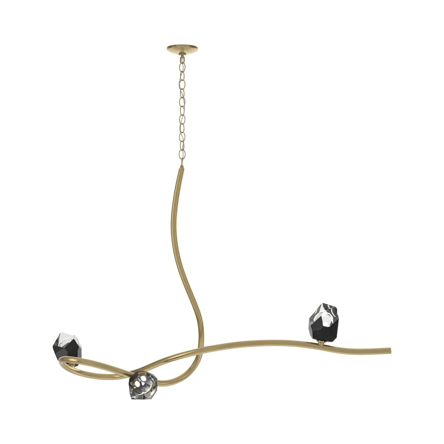 Glacier Pendant Light in Modern Brass/Black Crystal (3-Light).