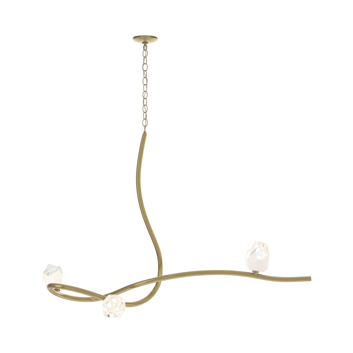 Glacier Pendant Light in Modern Brass/White Crystal (3-Light).