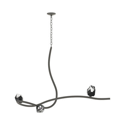 Glacier Pendant Light in Natural Iron/Black Crystal (3-Light).
