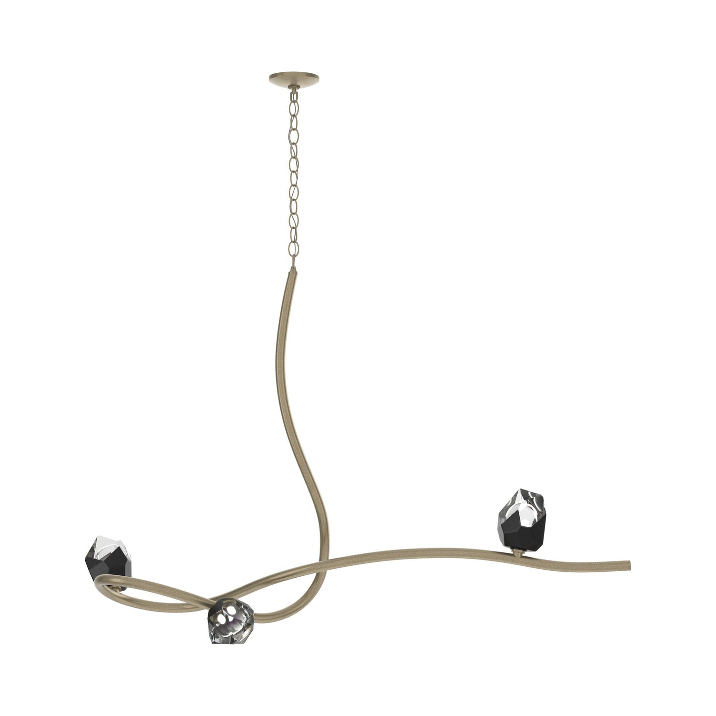 Glacier Pendant Light in Soft Gold/Black Crystal (3-Light).