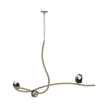 Glacier Pendant Light in Soft Gold/Black Crystal (3-Light).