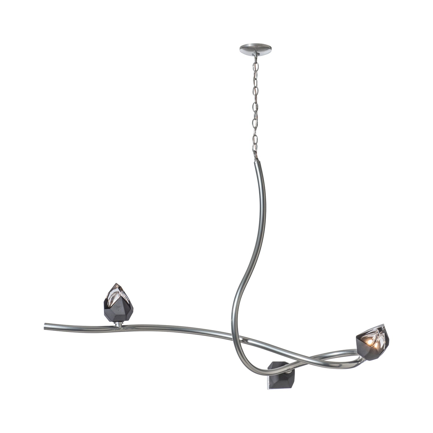 Glacier Pendant Light in Sterling/Black Crystal (3-Light).
